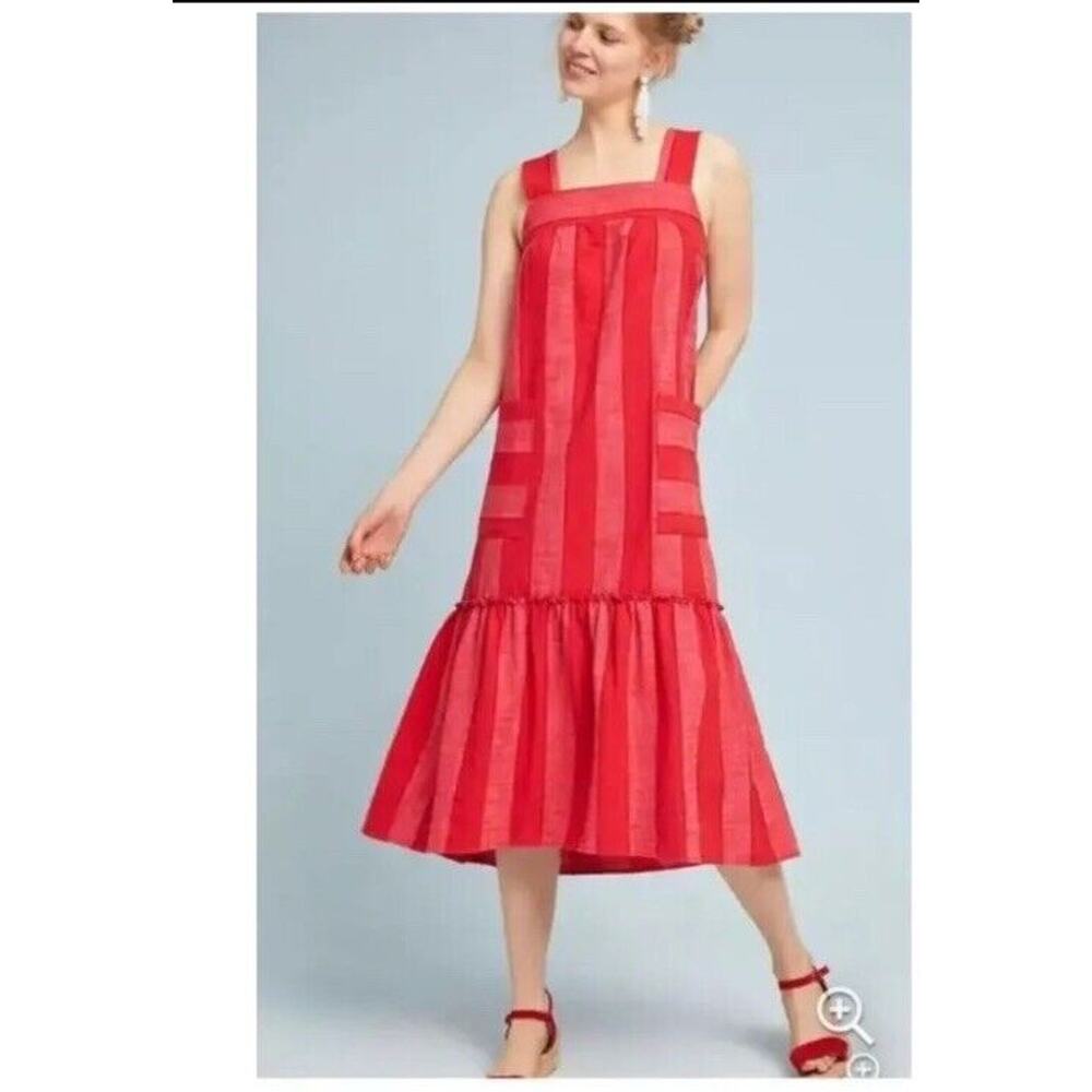 Anthropologie Red Striped Mini Dress